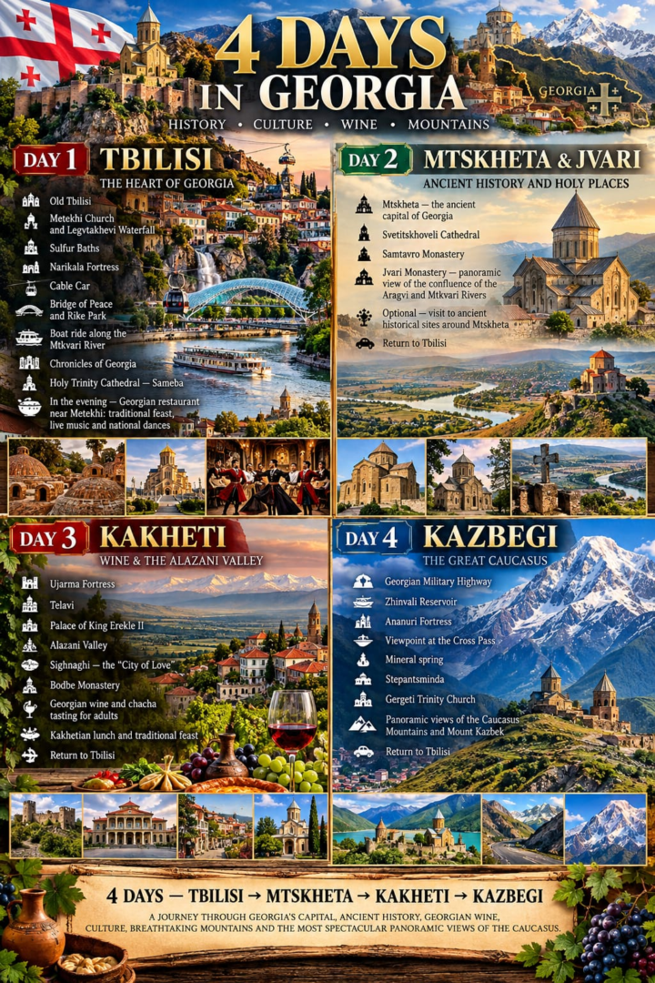Discover Georgia in 4 Days: Tbilisi, Mtskheta, Kakheti and Kazbegi